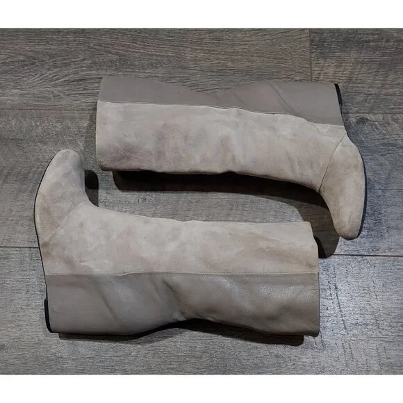 Enzo Angiolini Eabaki Wedge Boots Gray Suede Leather Women 7.5 - Picture 4 of 13